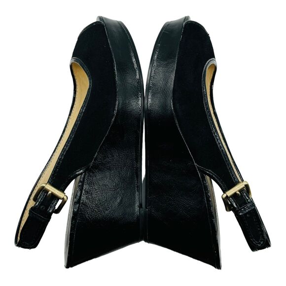 Michael Kors Platform Sandals Womens 10 Black Leather Open Toe Chic Elevated EUC - Picture 12 of 16